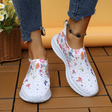 Women Print Breathable Jogging Sneakers Shining Crystal Walking Socks Shoes Woman Slip-On Soft Bottom Light Trainers Female