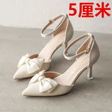 Medium Heel Heels Women's Shoes Trend Pointed Toe Butterfly Stilettos Elegant Dress Weddings Bridal Party White Designer 2024
