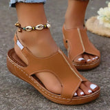Women's Comfort Wedges Sandals Summer 2025 Casual Non Slip Beach Shoes Woman Roman Style Peep Toe Platform Sandals Plus Size 43