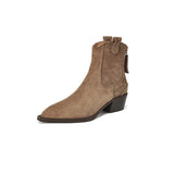 2024 Winter Classic Chelsea Boots for Woman Cow Suede Pointy Toe Wedge Heel Ankle Boots Simple Comfortable Cowboy Boots Female