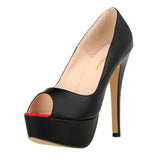 Womens Sexy Pumps Fashion Matte Leather Platform Stilettos 14cm High Heels Open Toe Party Nighclub Wedding Shoes Large Size 44