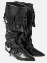 2025 Women's Autumn/Winter New Pointed Wrinkled Fine Heel Tassel Short Boots, Women's Knight Boots, Size 34-44 Medium Boots