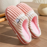 Cotton slippers for men autumn and winter indoor home decor anti slip thick bottom stepping on poop plush warm couple women