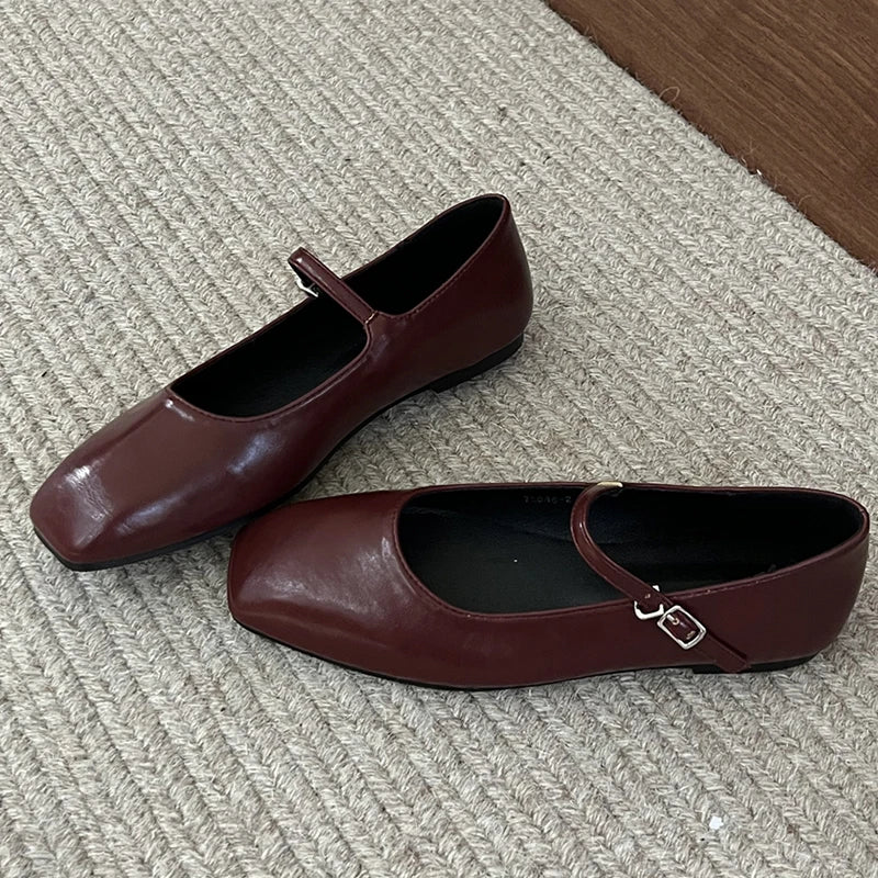 2025 Women Mary Jane Shoes Sandals Fashion Buckle Strap Female Footwear Slides Square Toe Soft Sole Ladies Lolita Shoes