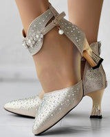 Boots Women's Beaded Rhinestone Mesh Patchwork Pyramid Heel Ankle Mesh Sandals Versatile Heel Flower Shoes Mesh Breathable Pumps