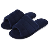 Comwarm Plush House Slippers For Women And Man Open Toe Cozy Cotton Shoes Indoor Outdoor Flat Soft Breathable Non-slip Sandals