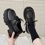 2024 Women Spring New Black Platform Flats Shoes Women Loafers Slip on Boat Shoes Designer Casual Leather Oxfords
