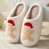 Christmas Comfortable Home Cute Cartoon Santa Claus Slippers Winter Flat Slippers for Men and Women Couples Warm Cotton Slides