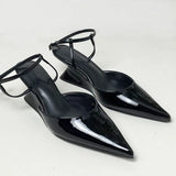 Female Footwear New In Wedges Heels Sandals Shoes For Women Ankle Buckle Strap Fashion Pointed Toe Ladies Medium Heels Shoes