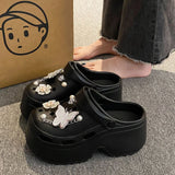 Women's Slippers Beach Sandal Heightening Shoes Lovely Summer High Rise Anti Slip Wrapped Toe Sandals Wearing Beach Outdoor