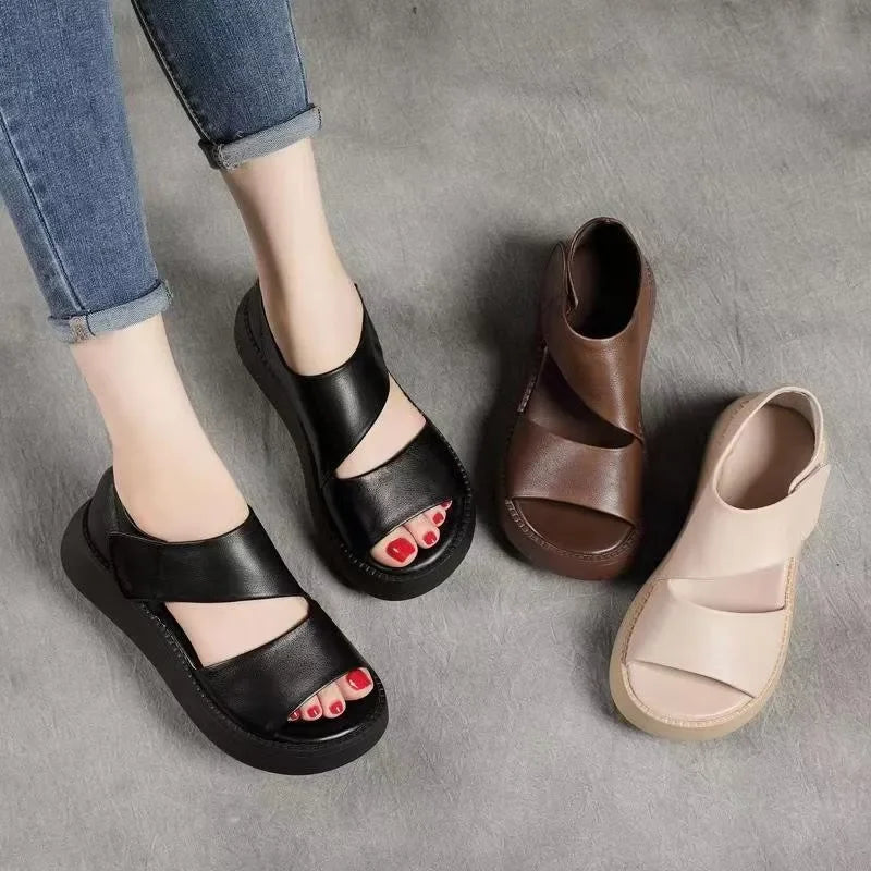 2024 Women's Summer Sandals Fashion Open Toe Platform Non-Slip Casual Beach Shoes Comfortable Wedge Roman Style Zapatillas Mujer