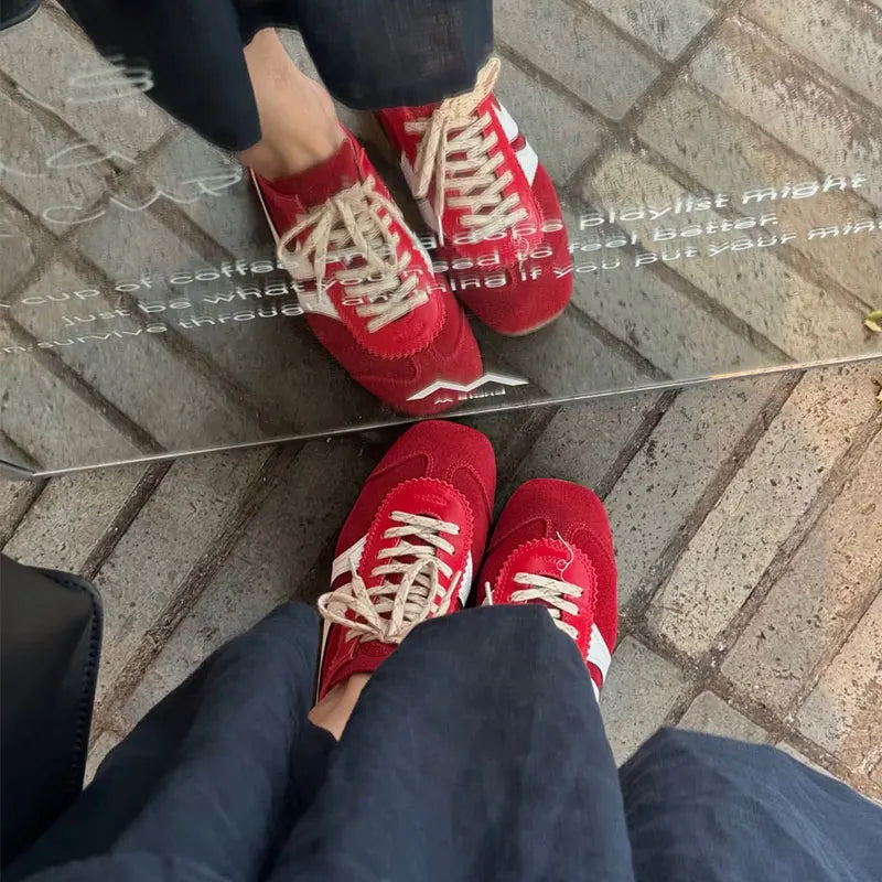 Forrest Gump Shoes Women 2025 four-season genuine leather women's sneakers flat casual retro German training shoes