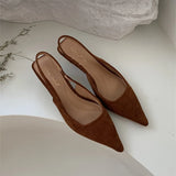 Bailamos Women Sandals Pointed Toe Elegant Low-heel Shoes Summer Fashion Slingback Woman Mules Shoes Pumps Dress Shoes