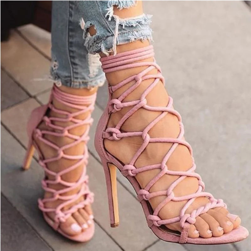 Fashion Cross Strap Open Toe Women's Sandals Pumps Shoes Women Sandals Sexy High Heels Shoes
