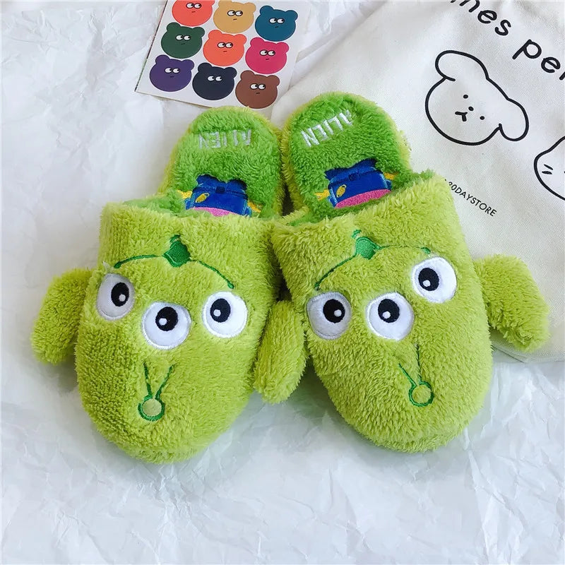 Cartoon Sulley Mike Slippers Cute Girl Warm Home Slippers Women Indoor Slippers Blue Duck Kawaii Non-slip Slippers Gifts EU36-41