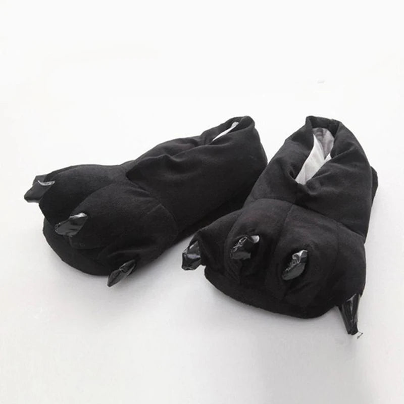 Flannel Animal Home Cute Cartoon Jumpsuit Pajamas For Couples Children's Winter Paws Cotton Mop Bags And Home Dinosaur Slippers