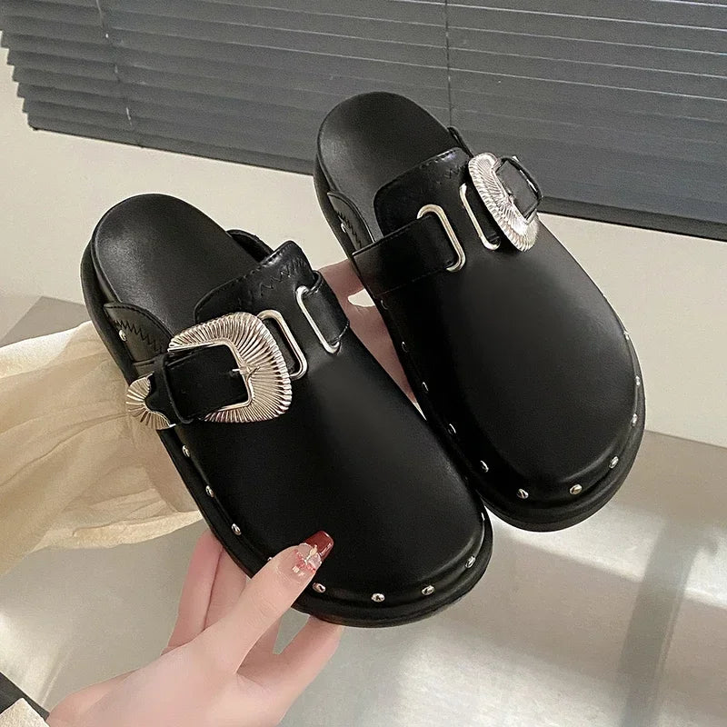 Shoes For Women's 35 42 Street Punk Slippers New Hot Sale Fashion Trim Leather Shoes Spring Sale Comfortable Casual Shoes