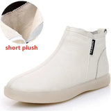 YAERNIGenuine Leather Women's Boots, Warm Plush Warm Leather Women's Ankle Boot for Winter, Women's Flat Shoes, Large Size 43