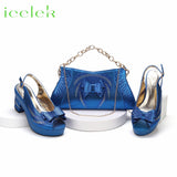 New Fashionable Fuchsia Color Peep Toe Ladies Shoes Matching Bag Set For Nigerian Women Wedding Party Pump