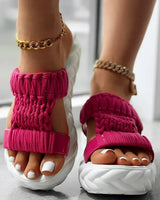 Slippers Women Braided Peep Toe Platform Sandals Summer Gladiator Sandals Shoes Thick Heels Ladies White Sandalias Casual