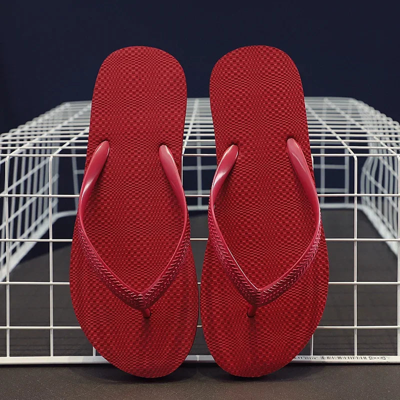 Simple Solid Color Comfortable Slippers Summer Women Korean Fashion Casual Non-Slip Couple Flip Flops Breathable Beach