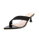 Summer Women Yellow Green Beige Pumps Sandals For Ladies Sexy Mules High Heels Slip-on Slippers Slides Shoes New 2024