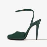 2025 Women's High-heeled Fish Mouth Buckle Sandals with European and American Sexy Fashion Stage Walking Shoes Banquet Shoes