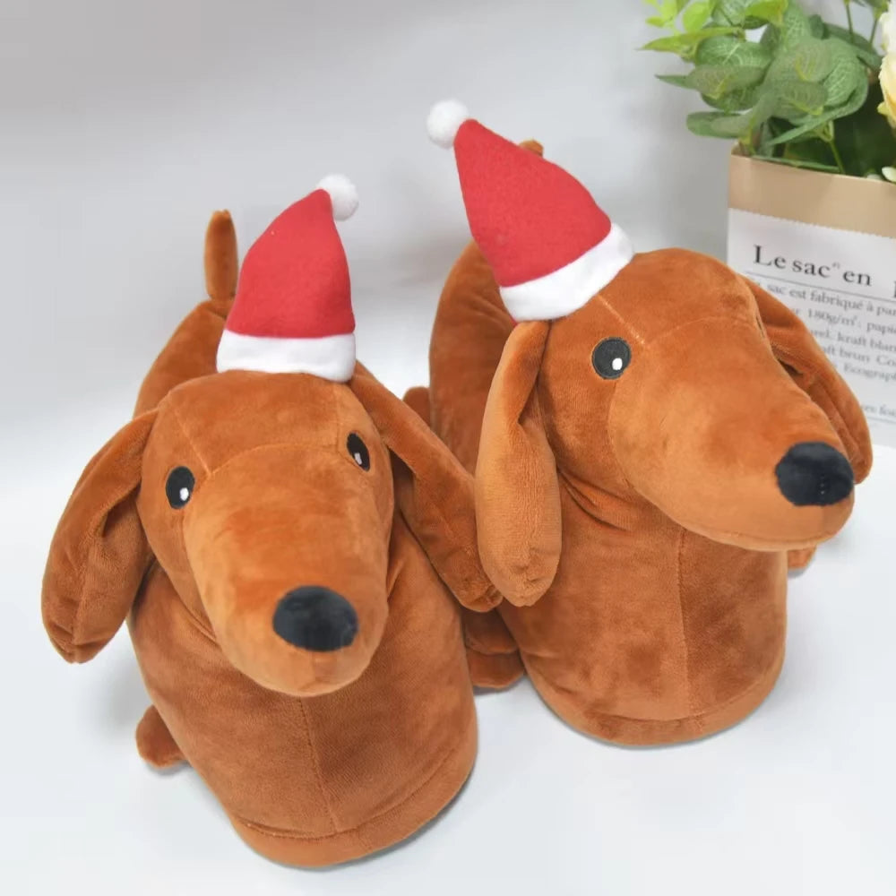 Highland Cow 2024 Hot Dachshund Slippers Cotton Dog Slippers for Men Women Dachshund Shoes Christmas Warm Indoor House Shoe
