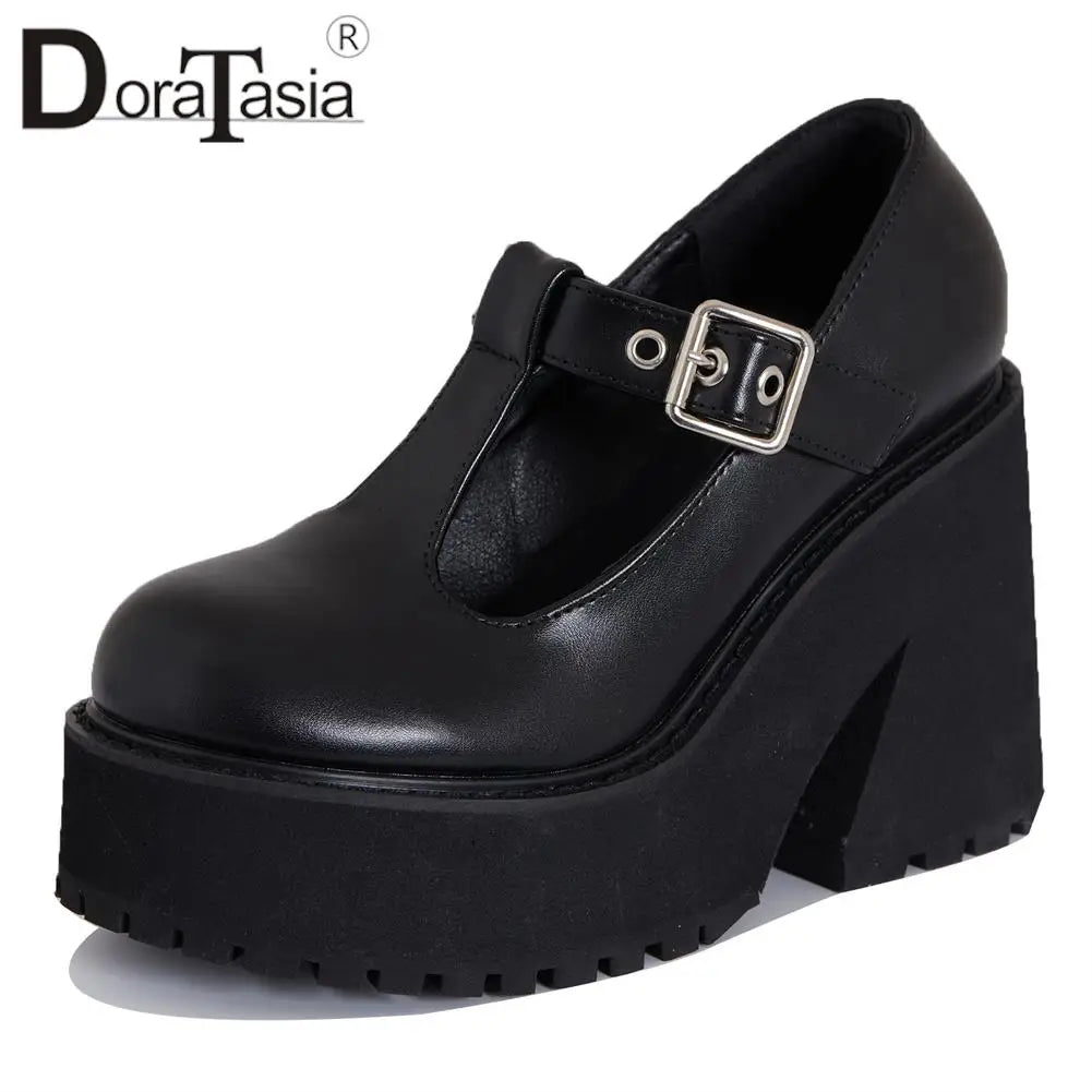 Big Size 43 Brand New Female Chunky High Heels Boots Fashion Zip Goth Platform Solid women's Boots Party Street Woman Shoes