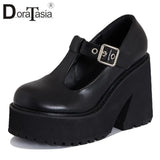 Big Size 43 Brand New Female Chunky High Heels Boots Fashion Zip Goth Platform Solid women's Boots Party Street Woman Shoes