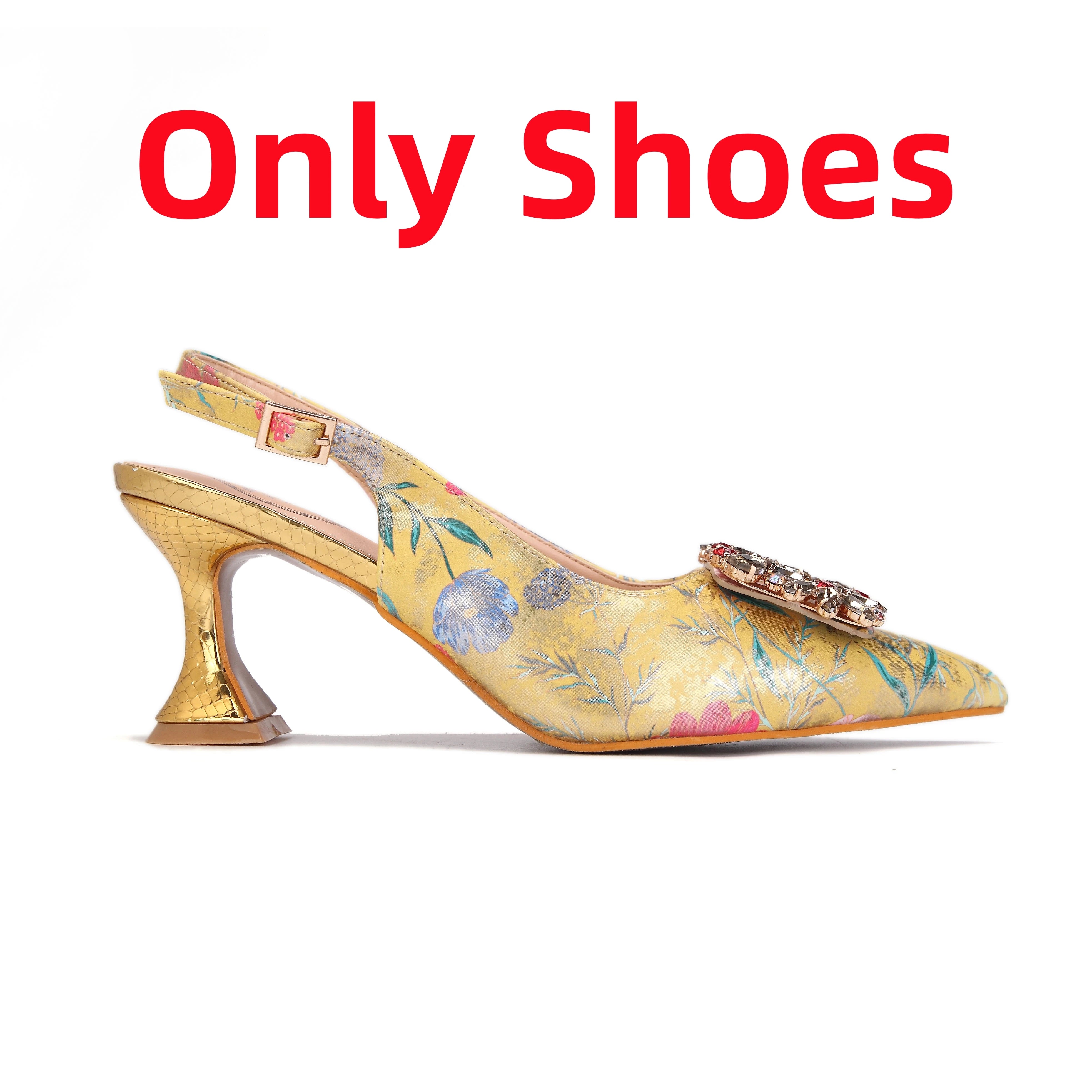 2024 Italian Design Girly Style Coffee Color Pointed Toe Wedding Shoes And Bag Full Diamond Decoration Metal Closure Bag