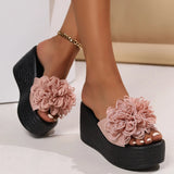 2024 Wedges Sandals Women Slippers Summer Beach Platform Shoes Flower Slippers Women High Heel Slippers Women