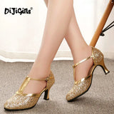 Gold Women Shoes Women Pumps Latin Dance Shoes heeled Low Heels Female Wedding Party Shoes Gold Silver Drop Shipping