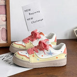 SHANPA Star Print Platform Sneakers Pu Leathers White Low-top Athletic Shoes Fashion Niche Casual Versatile Women Sport Sneaker