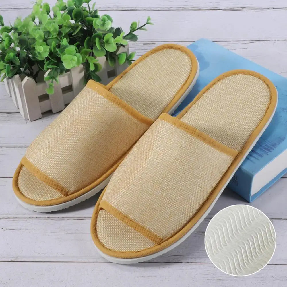 1Pair Travel Spa Hotel Non-slip Slippers Men Women Cotton Linen Flip Flop Shoes Slippers Full/Half Inclusive Guest Slippers Shoe