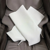 2024 Winter New in Black Leather Wader Boots Pointed Toe High Heels Pull on Knee High Boot Denim Luxury Design Women Down Shoes