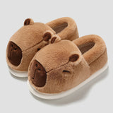 Winter Warm 3D capybara Cartoon Furry Women Plush Slippers Thick Furry Ankle Wrap Men Lady Couple Home Cotton Shoes