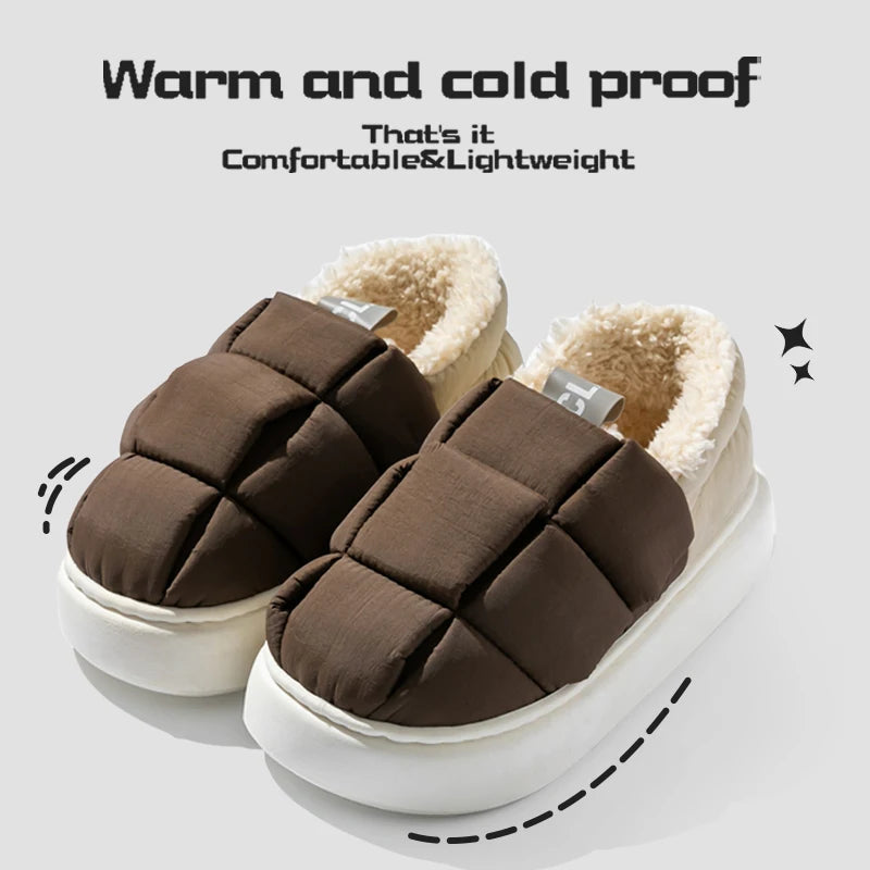 Baumwollpantoffeln für Damen im Herbst und Winter, mit zusätzlichem Samt für Wärme im Haus, dicker Bodenbeutel für Herren