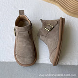 System Cow Suede Women's Boots Retro Cowhide College Leather Shoes for Women Versatile England Single Snow Boots Casual Shoes