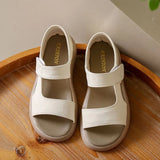 Plus Size Women's Sandals Summer Luxury Soft Leather Sandals New Design Slides Shoes Slippers HOOk&LOOP Casual Platform Sandals