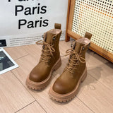 Med Heel Boots Women's Rubber Shoes Rain Flock PU Sewing Hoof Women's Rubber Boots Rain Med PU Flock Sewing Hoof