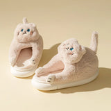 2022 New Cute Cat Slippers Women Winter Home Furry Slippers Indoor Floor Kawaii Floor Shoes Non-slip Fluffy Winter Warm Slippers
