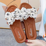 Women's 2024 Summer British Style Soft Bottom Butterfly Dew Toe Anti slip Cool Slippers for Women One line Dragging Shoes
