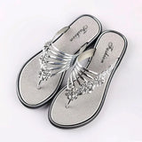 2024 Women's Slippers Summer Sandals New Flat Silver Women's Shoes Light Slippers Women's Outerwear Casual Flip Flops