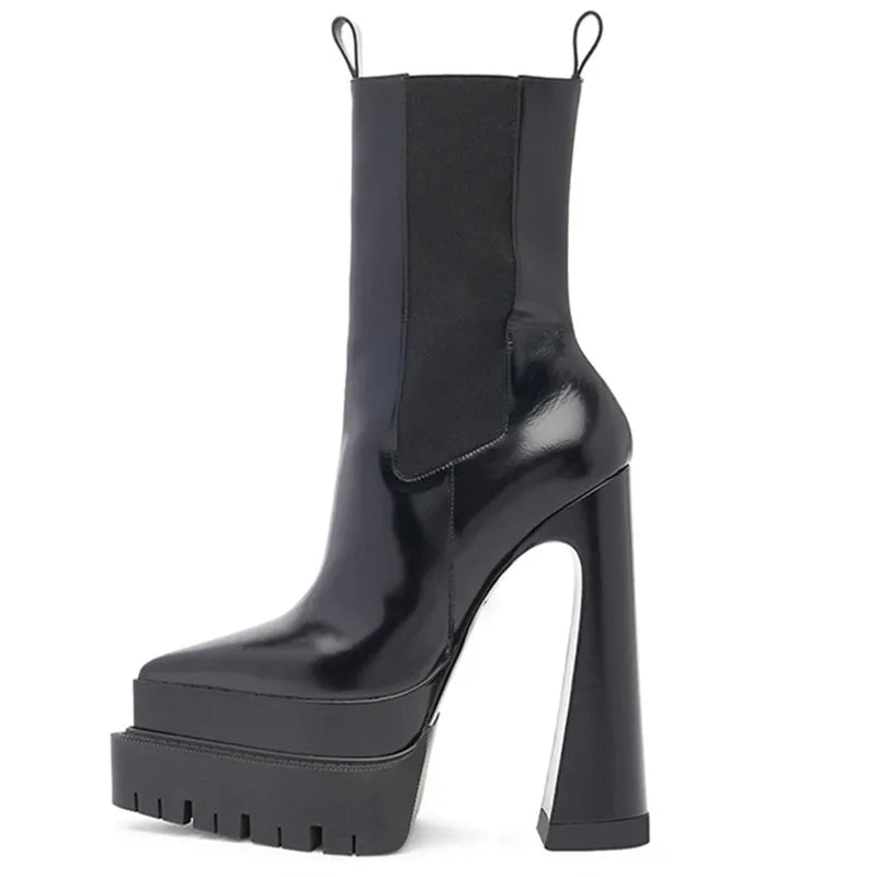 ASUMER 2024 Size 36-42 New Slip On Thick High Heels Boots Woman Microfiber Chelsea Ankle Boots Ladies Autumn Platform Shoes