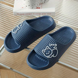 Fashion Summer Women's SLippers Chic Cartoon Kawaii Cat Print Slides Slip-on Bathroom EVA Flat Heel Indoor Cute Shoes