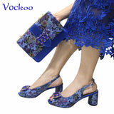 2024 Mature Style High Quality Comfortable Heels Italian Women Shoes and Bag Set with Shinning Crystal in Yellow Color