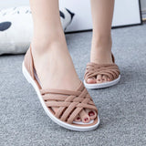 Sandals 2024 Summer New Hollow Out Beach Shoes Fashion Outdoor Jelly Sandalias Mujer Flat Casual Comfortable Soft Sole Mom Shoes