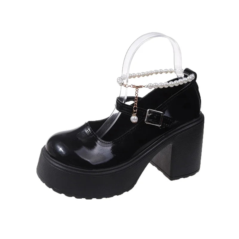 Fashionable White Chunky Platform High Heels Women's 2023 New Autumn/Winter Mary Jane Comfortable Sneakers