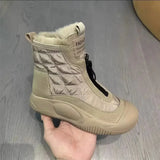New 2024 Winter Warm Boots Women High Top Snow Boots Ladies Plush Platform Ankle Shoes Front Zipper Fur Chunky Sneakers Woman